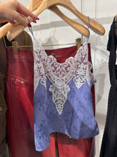 Load image into Gallery viewer, Chloé - Silk Jacquard and Lace Camisole Top - Lilac Navy