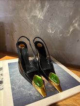 Load image into Gallery viewer, YSL - LOULOU Patent Leather Slingbacks - Black & Green