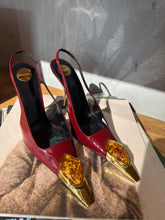 Load image into Gallery viewer, YSL - LOULOU Patent Leather Slingbacks - Bordeaux and Amber