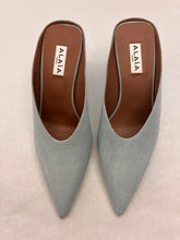 Load image into Gallery viewer, Alaïa - CUBE SUEDE WEDGE MULES - Light Blue
