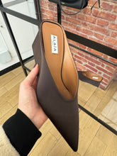 Load image into Gallery viewer, Alaïa -SATIN CUBE WEDGE MULES - Dark Brown
