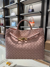 Load image into Gallery viewer, Bottega Veneta - Andiamo Soft Intrecciato Leather Handbag with Sliding Shoulder Strap and Knot Detail - Cameo
