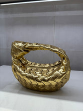 Load image into Gallery viewer, Bottega Veneta - Jodie Mini Rounded Handbag with Signature Knot Detail Made from Intrecciato Leather - Gold
