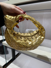 Load image into Gallery viewer, Bottega Veneta - Jodie Mini Rounded Handbag with Signature Knot Detail Made from Intrecciato Leather - Gold
