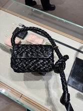 Load image into Gallery viewer, Bottega Veneta - Kalimero City Bag - Intreccio Foulard Soft Leather Shoulder Bag with Sliding Strap Ring - Black -3900
