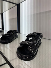 Load image into Gallery viewer, Chanel - Jean Rhinestone Sandals - Black/Silver
