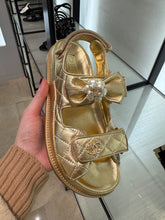 Load image into Gallery viewer, Chanel - Laminated Lambskin Sandals - Gold
