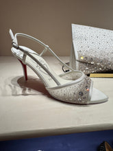 Load image into Gallery viewer, Christian Louboutin - Miss Z Sandal Sling Sparkling - Mesh and Rhinestones - Ivory
