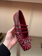 Load image into Gallery viewer, Gucci - Gucci Horsebit Studded Leather Ballet Flats - Rosso Ancora
