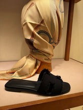 Load image into Gallery viewer, Hermes - Oran Sandals in Frayed Linen - Black
