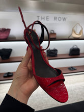 Load image into Gallery viewer, The Row - Vika Leather Ankle Strap Low Heel Sandal - Arancione Red
